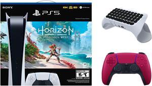 Sony PlayStation 5 Digital Edition Horizon Forbidden West Bundle with Extra Controller and Keypad  Cosmic Red
