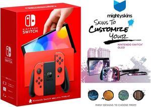 Nintendo Switch OLED Mario Red Edition with MightySkins Custom Console and Controller Skin Voucher - Japan Import with US Plug