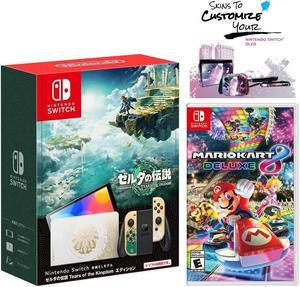 Nintendo Switch OLED Legend of Zelda Tears of the Kingdom Edition  Mario Kart 8 Deluxe Game  MightySkins Custom Console and Controller Skin Voucher  Japan Import with US Plug