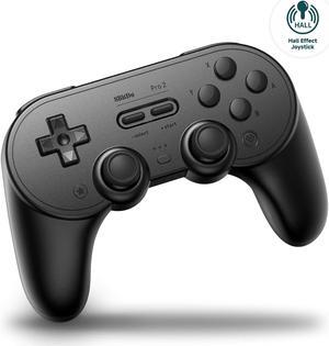 8Bitdo Pro 2 Bluetooth Wireless Gaming Controller with Hall Effect Joystick Update for Switch, PC, Android, and Steam Deck & Apple - Black