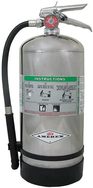Amerex C260 6 Liter Class K Wet Chemical Fire Extinguisher with Stainless Steel Valve & Wall Hanger for Kitchen Use