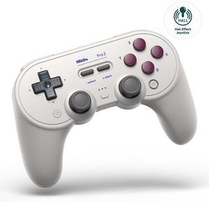 8Bitdo Pro 2 Bluetooth Wireless Gaming Controller with Hall Effect Joystick Update for Switch, PC, Android, and Steam Deck & Apple - G Classic