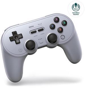 8Bitdo Pro 2 Bluetooth Wireless Gaming Controller with Hall Effect Joystick Update for Switch, PC, Android, and Steam Deck & Apple - Gray