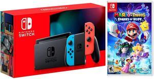 Nintendo Switch Neon Console + Mario + Rabbids Sparks of Hope + Japan Import with US Plug