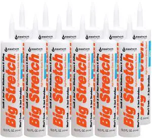 Sashco 10016 10.5oz Big Stretch High Performance Interior Exterior Weatherproof Seal Caulk - White - 12 Pack