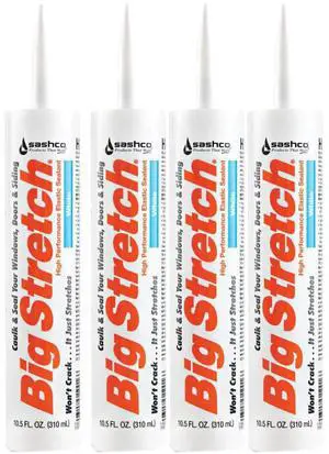 Sashco 10016 10.5oz Big Stretch High Performance Interior Exterior Weatherproof Seal Caulk - White - 4 Pack