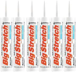 Sashco 10016 10.5oz Big Stretch High Performance Interior Exterior Weatherproof Seal Caulk - White - 6 Pack
