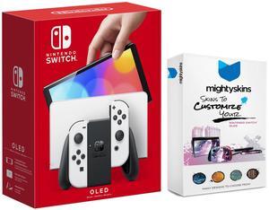 Nintendo Switch White OLED Console with MightySkins Console and Controller Skin Voucher