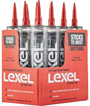 Sashco Lexel 18 Pack 10.5 oz Kitchen Bath Multi-Use Clear Paintable Solvent Adhesive Caulk - 13010