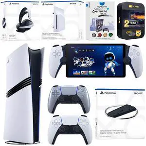 Sony PlayStation 5 Pro Digital Bundle with Disc Drive, Stand, Extra Controller, Pulse Elite Headset, PlayStation Portal, MightySkins Voucher and 2 Year Extended Warranty - Sterling Silver