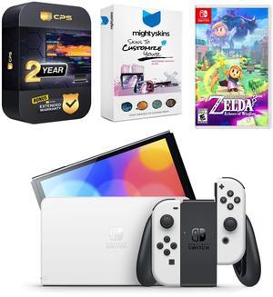 Nintendo Switch White OLED Console with The Legend of Zelda Echoes of Wisdom, MightySkins Console and Controller Skin Voucher, and 2 Year CPS Extended Warranty
