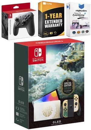 Nintendo Switch OLED Legend of Zelda: Tears of the Kingdom Edition with Pro Controller, MightySkins Console and Controller Skin Voucher + 1 Year CPS Extended Warranty