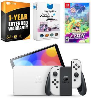 Nintendo Switch White OLED Console with The Legend of Zelda Echoes of Wisdom, MightySkins Console and Controller Skin Voucher, and 1 Year CPS Extended Warranty