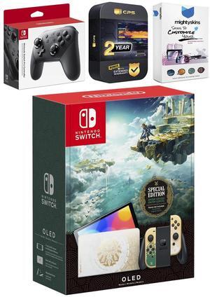 Nintendo Switch OLED Legend of Zelda: Tears of the Kingdom Edition with Pro Controller, MightySkins Console and Controller Skin Voucher + 2 Year CPS Extended Warranty
