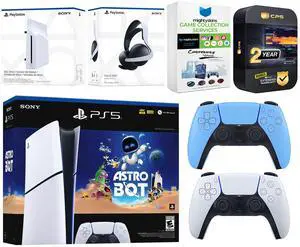Sony PlayStation 5 Slim Digital Astro Bot Bundle with Disc Drive, Extra Controller, Pulse Elite Headset, MightySkins Game Services and 2 Year Extended Warranty - Starlight Blue Sony PlayStation 5 Slim Digital Astro Bot Bundle with Disc Drive, Extra Controller, Pulse Elite Headset, MightySkins Game Services and 2 Year Extended Warranty - Starlight Blue