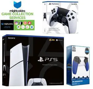 Sony PlayStation 5 Slim Digital with Extra Edge Controller, Trigger Stop Kit and MightySkins Game Pack Code