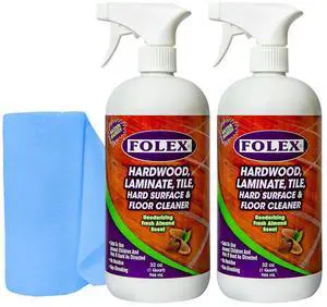 Folex Hardwood, Laminate, Tile, Hard Surface & Floor Cleaner with Reusable Cleaning Cloth, Fresh Almond Scent, Residue and Streak Free - 2 Pack