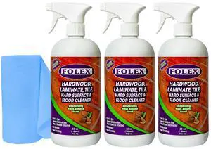 Folex Hardwood, Laminate, Tile, Hard Surface & Floor Cleaner with Reusable Cleaning Cloth, Fresh Almond Scent, Residue and Streak Free - 3 Pack