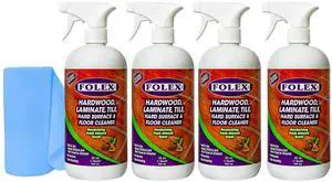 Folex Hardwood, Laminate, Tile, Hard Surface & Floor Cleaner with Reusable Cleaning Cloth, Fresh Almond Scent, Residue and Streak Free - 4 Pack