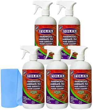 Folex Hardwood, Laminate, Tile, Hard Surface & Floor Cleaner with Reusable Cleaning Cloth, Fresh Almond Scent, Residue and Streak Free - 5 Pack