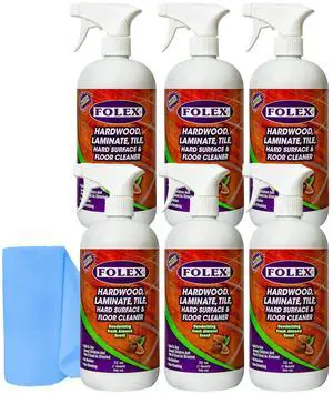 Folex Hardwood, Laminate, Tile, Hard Surface & Floor Cleaner with Reusable Cleaning Cloth, Fresh Almond Scent, Residue and Streak Free - 6 Pack