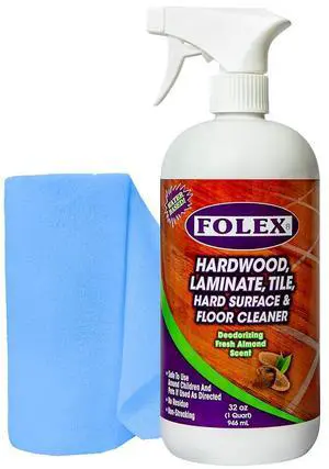 Folex Hardwood, Laminate, Tile, Hard Surface & Floor Cleaner with Reusable Cleaning Cloth, Fresh Almond Scent, Residue and Streak Free - 1 Pack