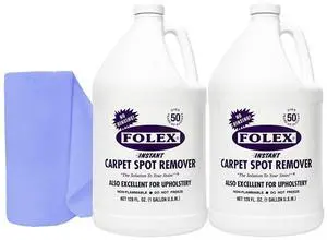 Folex Instant Carpet Spot Remover Carpet Cleaner with Reusable Cleaning Cloth - 128 oz - Removes Pet Accidents, Grease, Red Wine and More - 2 Pack