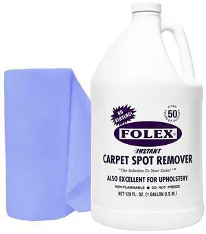 Folex Instant Carpet Spot Remover Carpet Cleaner with Reusable Cleaning Cloth - 128 oz - Removes Pet Accidents, Grease, Red Wine and More - 1 Pack
