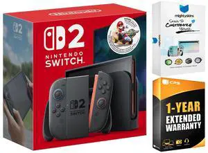 Nintendo Switch 2 Mario Kart World Bundle with MightySkins Code and 1 Year Extended Warranty