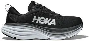 Hoka Mens Bondi 8 Running Shoe - Black/White - Size 9D