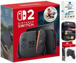 Nintendo Switch 2 Mario Kart World Bundle with Pro Controller, MightySkins Code and 2 CPS Year Extended Warranty