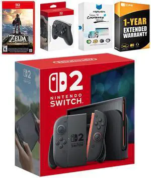 Nintendo Switch 2 Console with Zelda Breath of the Wild, Pro Controller, MightySkins Code and 1 CPS Year Extended Warranty