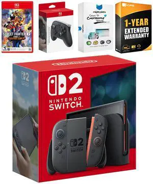 Nintendo Switch 2 Console with Street Fighter 6, Pro Controller, MightySkins Code and 1 CPS Year Extended Warranty
