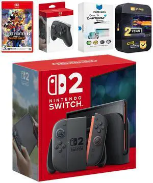 Nintendo Switch 2 Console with Street Fighter 6, Pro Controller, MightySkins Code and 2 CPS Year Extended Warranty