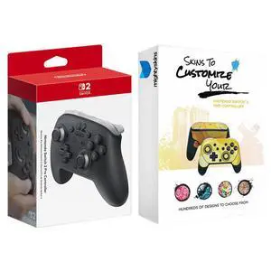 Nintendo Switch 2 Pro Controller with MightySkins Custom Wrap Bundle