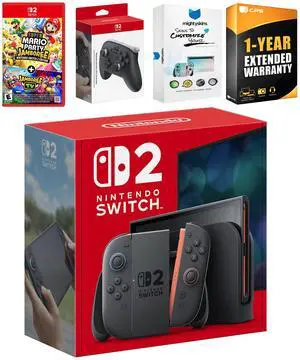 Nintendo Switch 2 Console with Super Mario Party Jamboree, Pro Controller, MightySkins Code and 1 CPS Year Extended Warranty