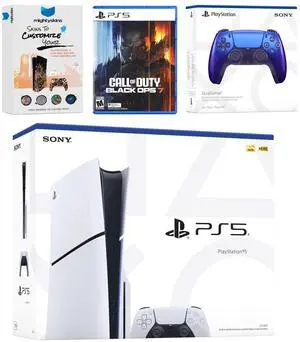 Sony PlayStation 5 Slim Disc Bundle with Call of Duty Black Ops 7 Game, MightySkins Code and Extra Controller - Chroma Indigo