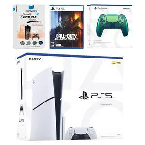 Sony PlayStation 5 Slim Disc Bundle with Call of Duty Black Ops 7 Game, MightySkins Code and Extra Controller - Chroma Teal