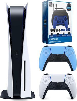 Sony Playstation 5 Disc with Extra Controller and Gamer Starter Pack Bundle Starlight Blue
