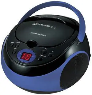 Emerson EPB-3000 Portable CD Player with AM/FM Radio, Programmable Memory, Dual Stereo Speakers - Blue