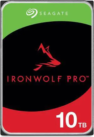 Seagate IronWolf Pro, 10 TB, Enterprise NAS Internal HDD CMR 3.5 Inch, SATA 6 Gb/s, 7,200 RPM, 256 MB Cache for RAID Network Attached Storage (ST10000NT001)