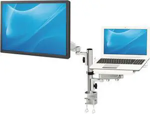 Tripp Lite Laptop and Monitor Stand Mount, Sturdy Desktop Clamp Support, 17 to 32 in. Display, VESA-Compliant, Full Motion Arms, Aluminum Construction, TAA Compliant, 5-Year Warranty, (DDR1732NBMTAA)