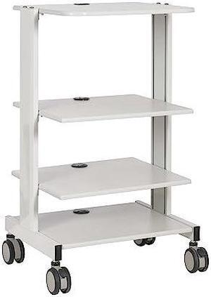 Tripp Lite Mobile Standing Desk Small Rolling Laptop Cart Workstation Workspace, 4 Adjustable Shelf Storage, TAA Compliant, Home Office & School, 5-Year Warranty Color Name: White
