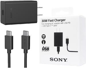 Original Sony Official 30W Fast Charge Adapter with Dual Type-C Cable (XQZ-UC1)