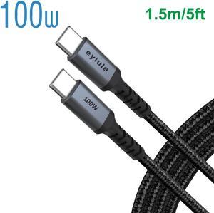 100W USB C to USB C Cable,eyiule  Type C to Type C 100W 5A PD QC Type C Super Fast Charging Cable Nylon Braided Cord Compatible with MacBook Pro 2020, MacBook Pro 2021, iPad Pro 2020 2021, iPad Air 4,