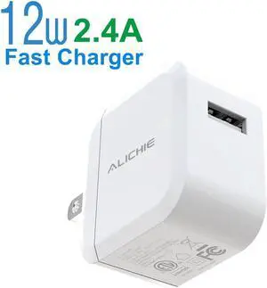 ALICHIE USB charger,12W fast charger USB-A USB adapter phone charger Foldable Plug Power Adapter,Compatible with iPhone 13, iPhone 12,iPhone XS/ X / 8 / 8 Plus / 7 / 6S / 6S Plus, iPad, Samsung Galaxy