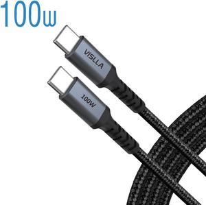VISLLA 100W USB C to USB C Cable,6.6ft,Type C PD QC 5A Super Fast Charging Cable Nylon Braided Cord Compatible with MacBook Pro,iPad Pro 2020,2021, iPad Air 4, Galaxy S20 S21 S22, Pixel, and More