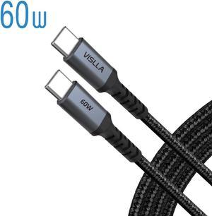 VISLLA 60W QC PD 3.0 Type C Fast Charging Cable, 3A USB C to USB C Cable,Nylon Braided Phone Charger Cord for Samsung Galaxy S22/ S21/S20, iPad, iPad Pro, iPad Air, MacBook Pro, Pixel, LG, & and More