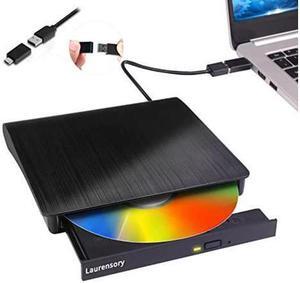 DIExternal DVD Drive USB 3.0 Type-C USB C Portable DVD Player for Laptop CD DVD +/-RW Disk Drive CD ROM Player Writer CD/DVD Burner Reader Compatible with Laptop Desktop Windows Linux OS Apple MacBook
