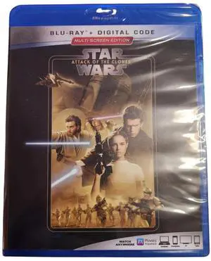 Lucasfilm Star Wars Episode II Attack of the Clones Blu-ray + Digital Code | Sci-Fi Action Adventure Movie Multi-Screen Edition